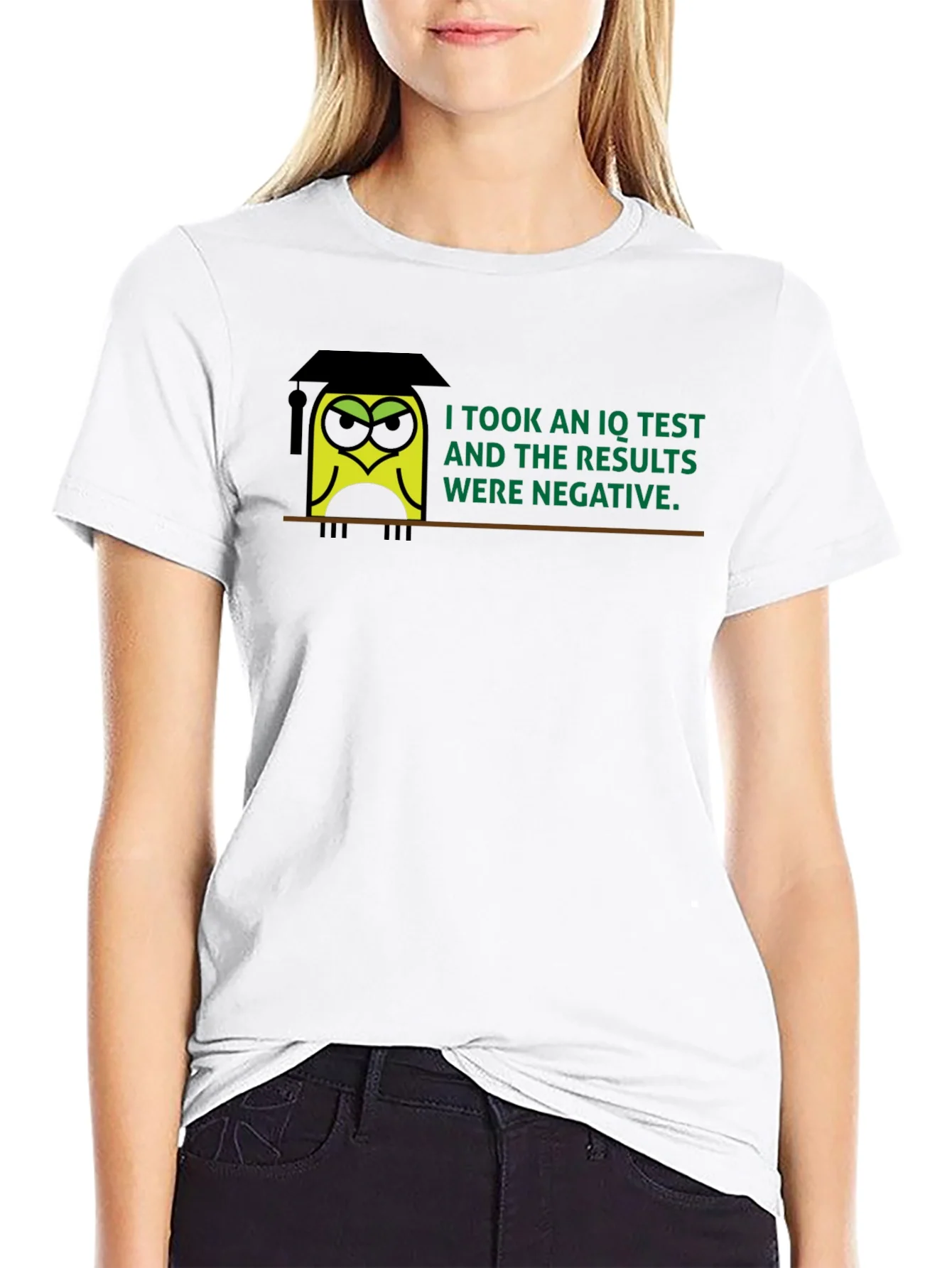 Negative IQ Test Owl Humor Graphic T-Shirt