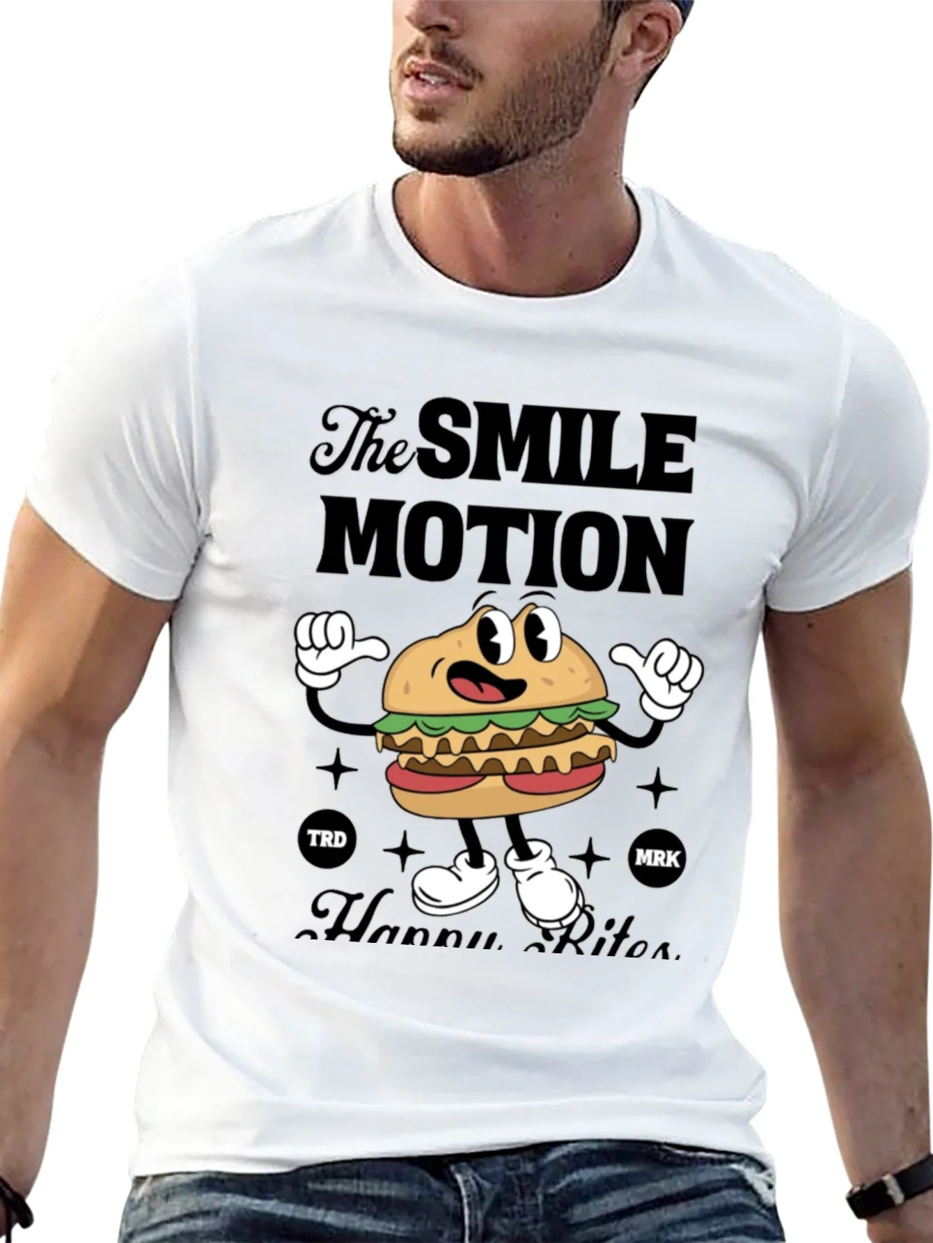 Smile Motion Cartoon Burger T-Shirt