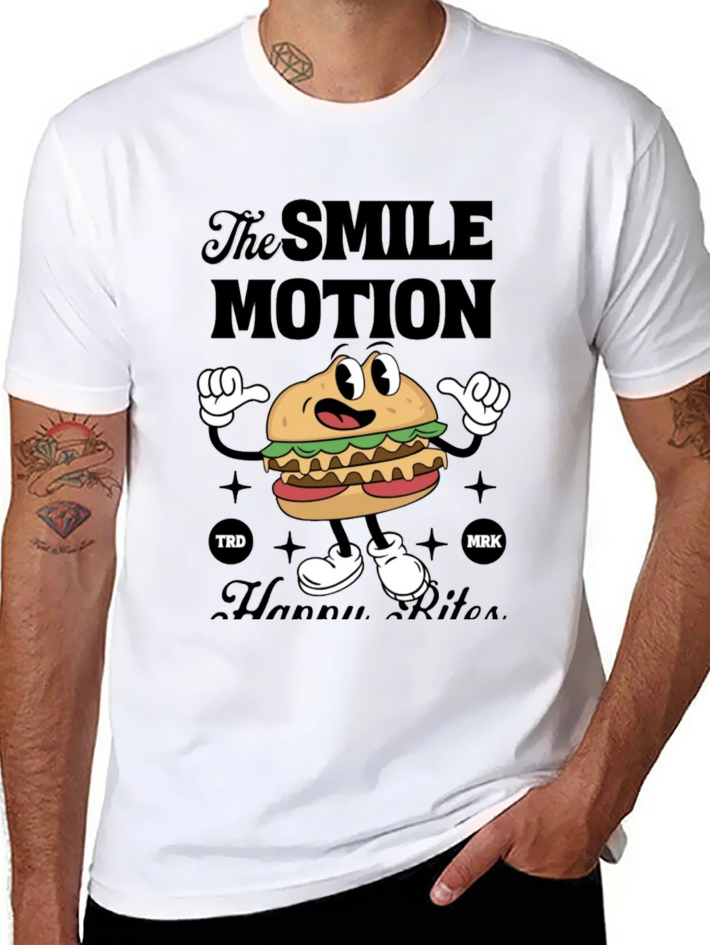 Smile Motion Cartoon Burger T-Shirt