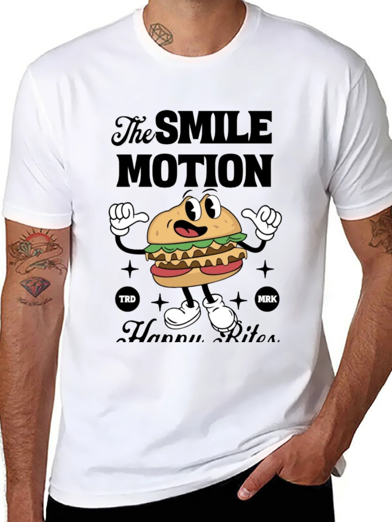 Smile Motion Cartoon Burger T-Shirt