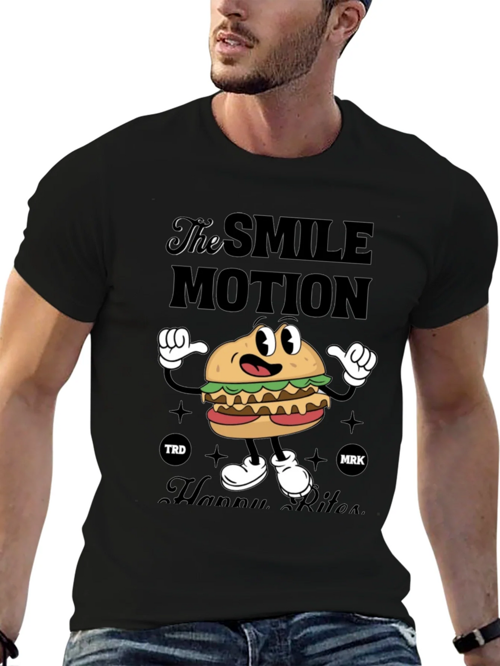 Smile Motion Cartoon Burger T-Shirt