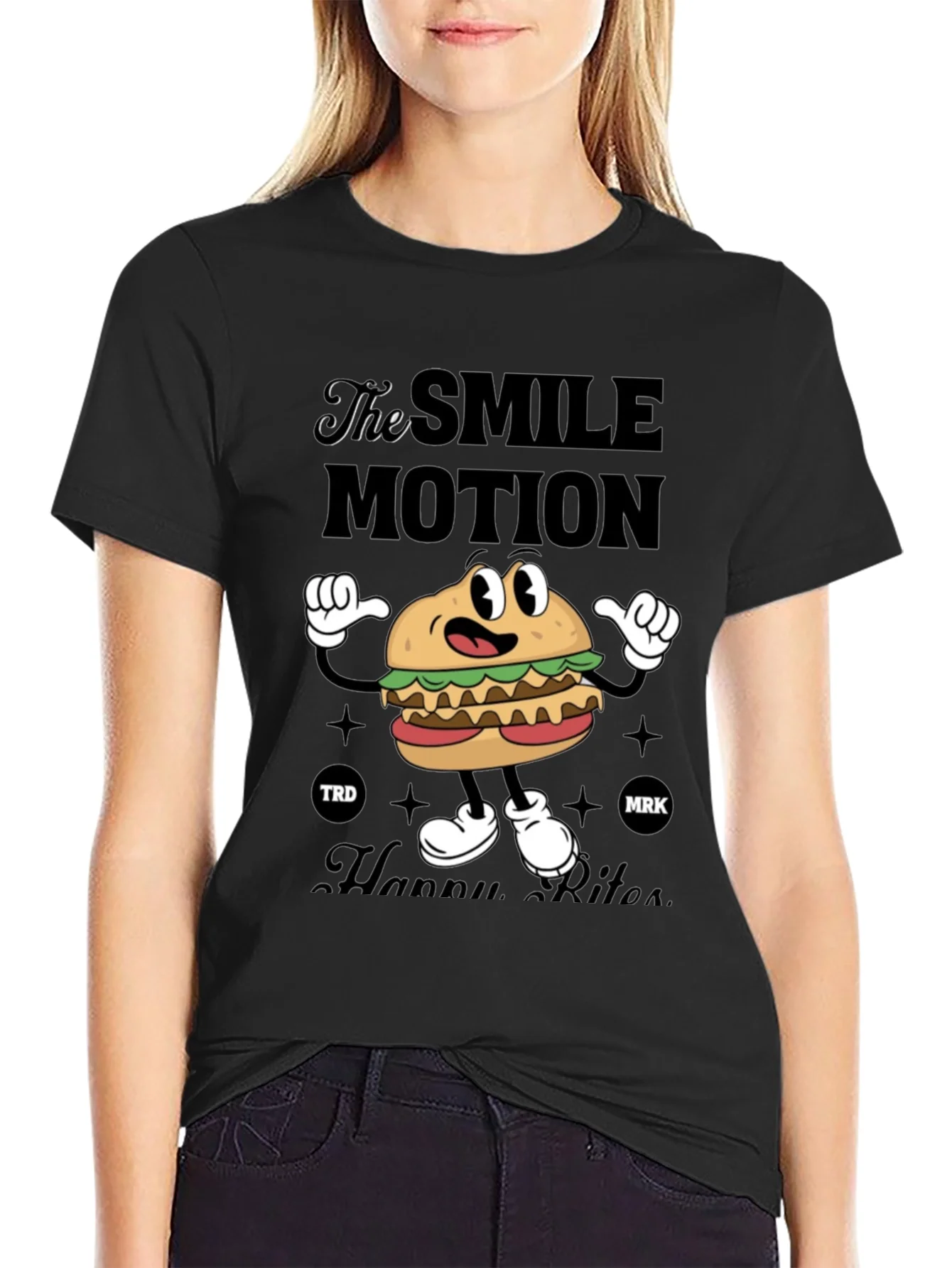 Smile Motion Cartoon Burger T-Shirt