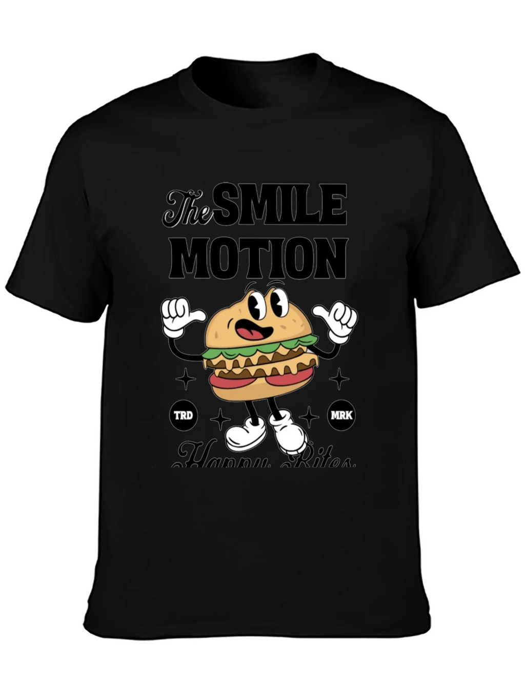 Smile Motion Cartoon Burger T-Shirt