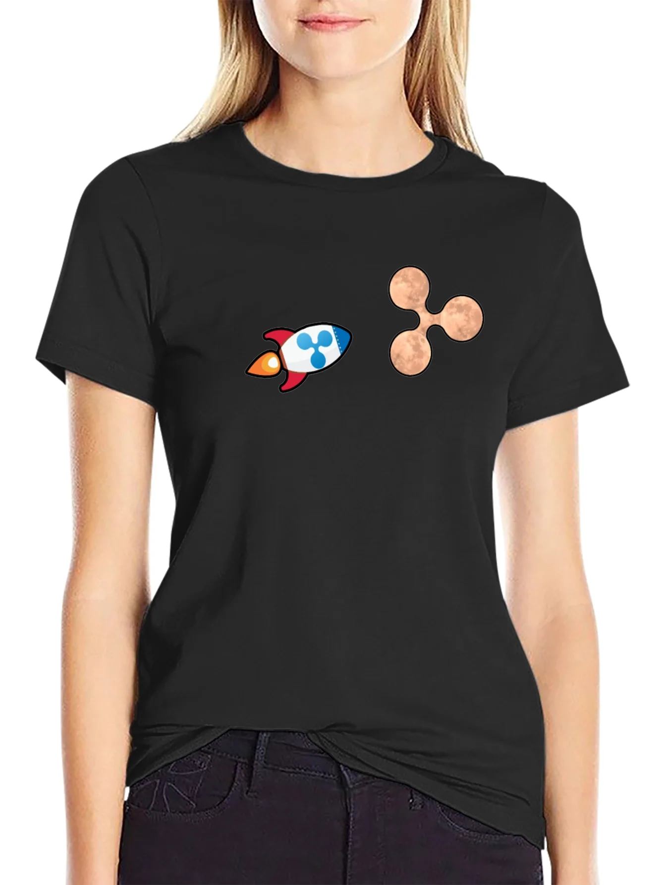 Crypto Rocket Graphic T-Shirt - Black