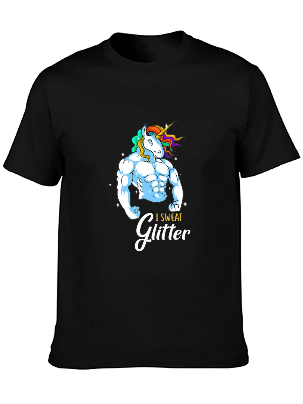 I Sweat Glitter Unicorn Graphic T-Shirt