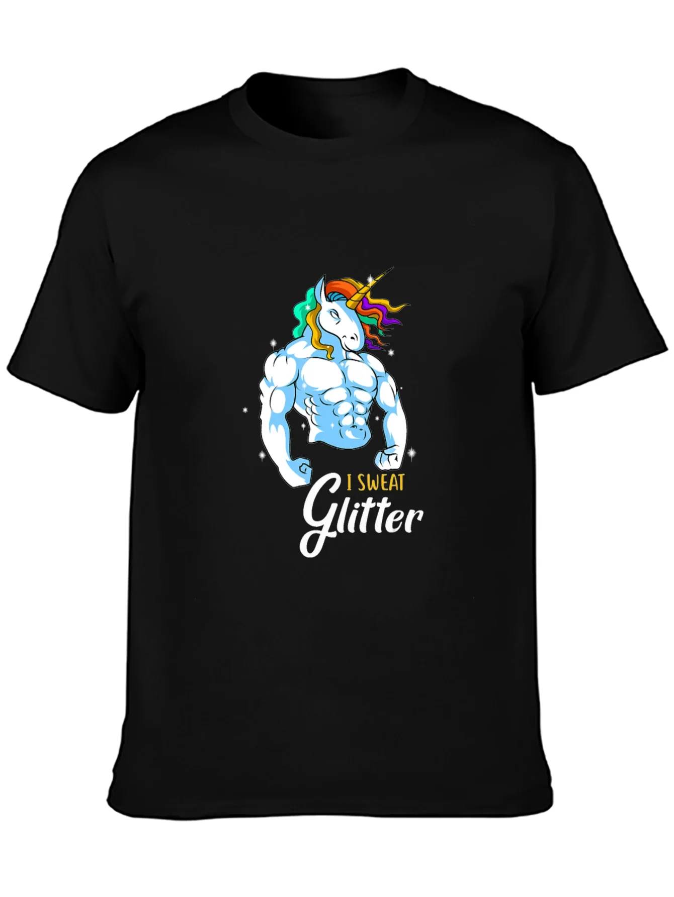 I Sweat Glitter Unicorn Graphic T-Shirt