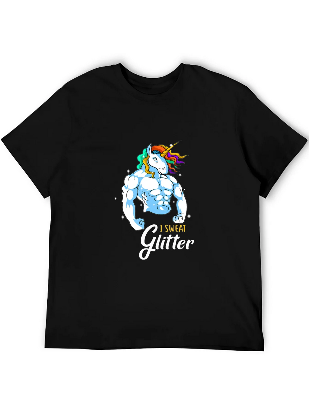 I Sweat Glitter Unicorn Graphic T-Shirt