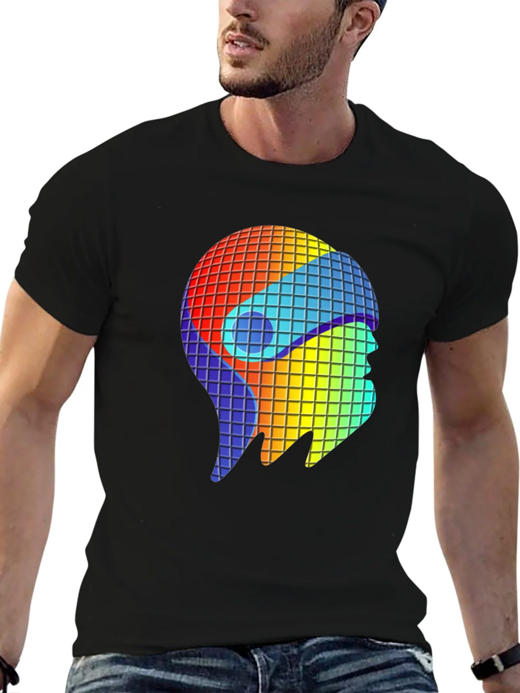Retro Pixel Head T-Shirt - Black
