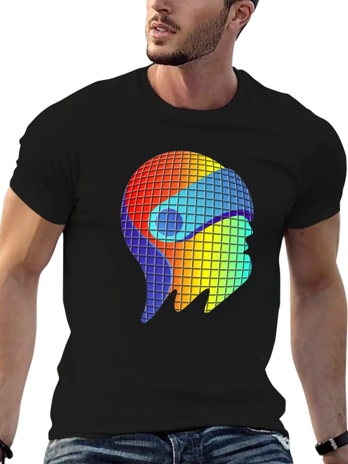 Retro Pixel Head T-Shirt - Black