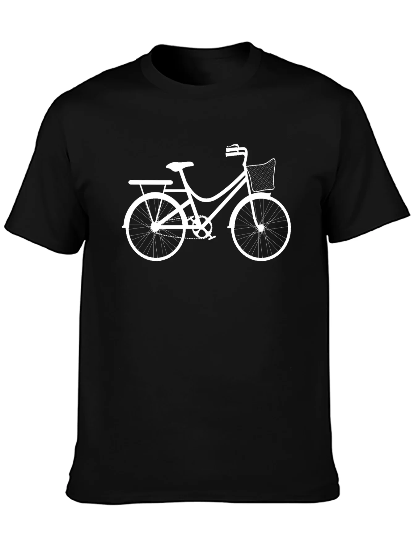 Black T-Shirt with Bicycle Print
