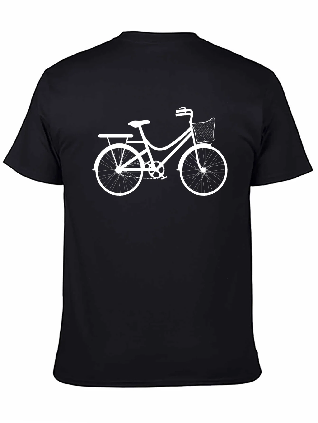 Black T-Shirt with Bicycle Print