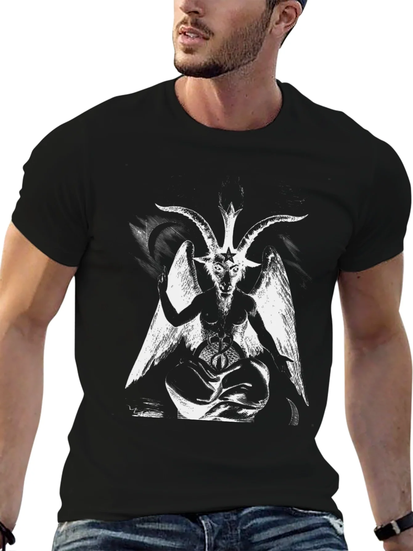 Baphomet Graphic Tee - Black Satanic Design T-Shirt