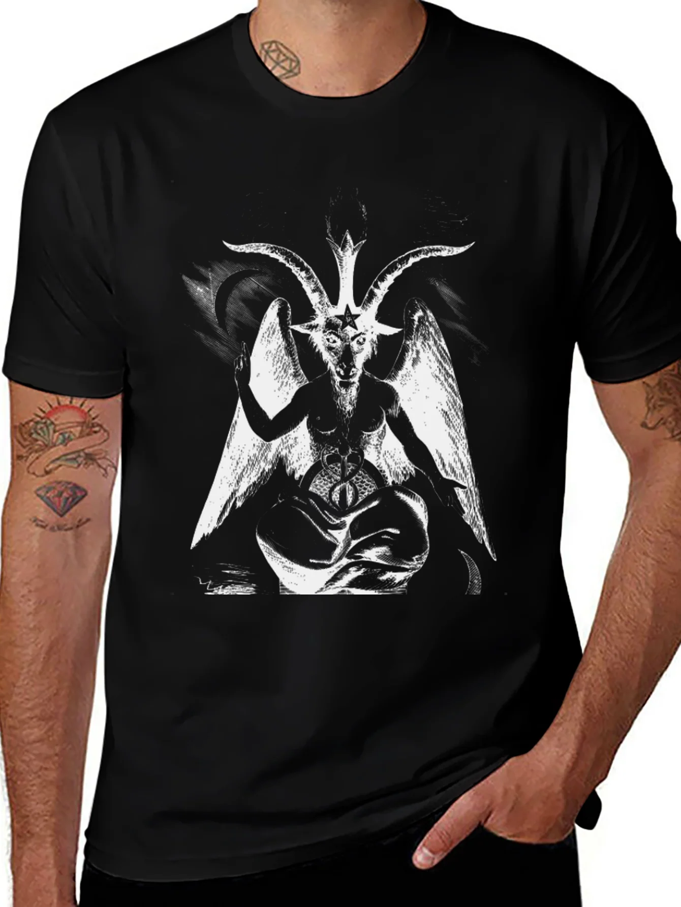 Baphomet Graphic Tee - Black Satanic Design T-Shirt
