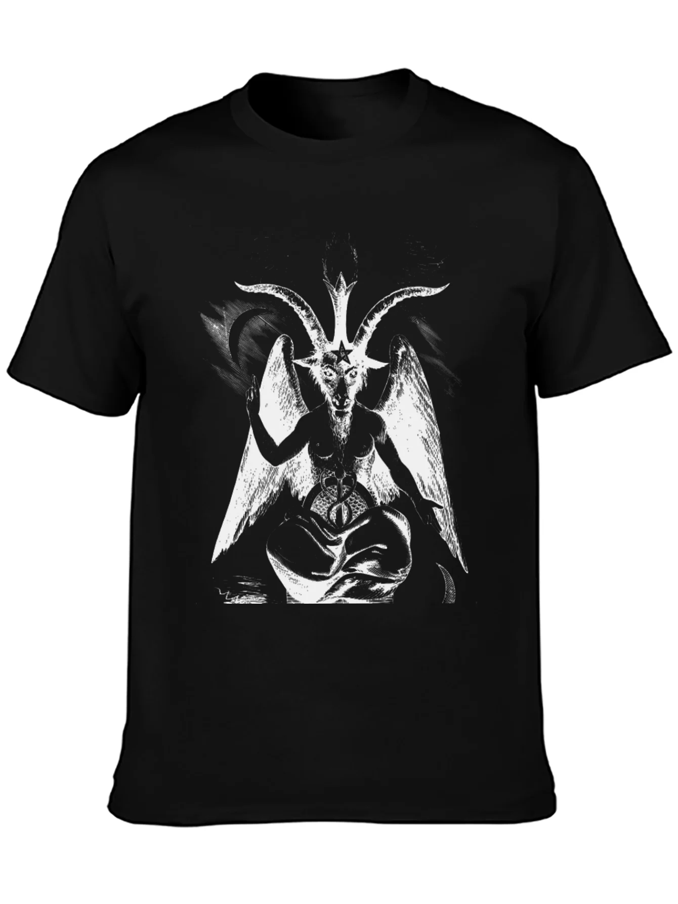 Baphomet Graphic Tee - Black Satanic Design T-Shirt