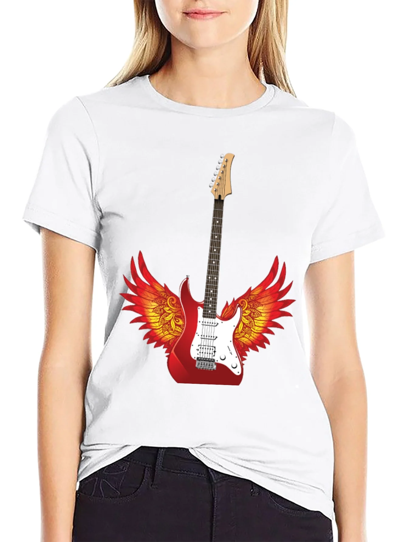 Winged Guitar Graphic Tee - Rock Star Style