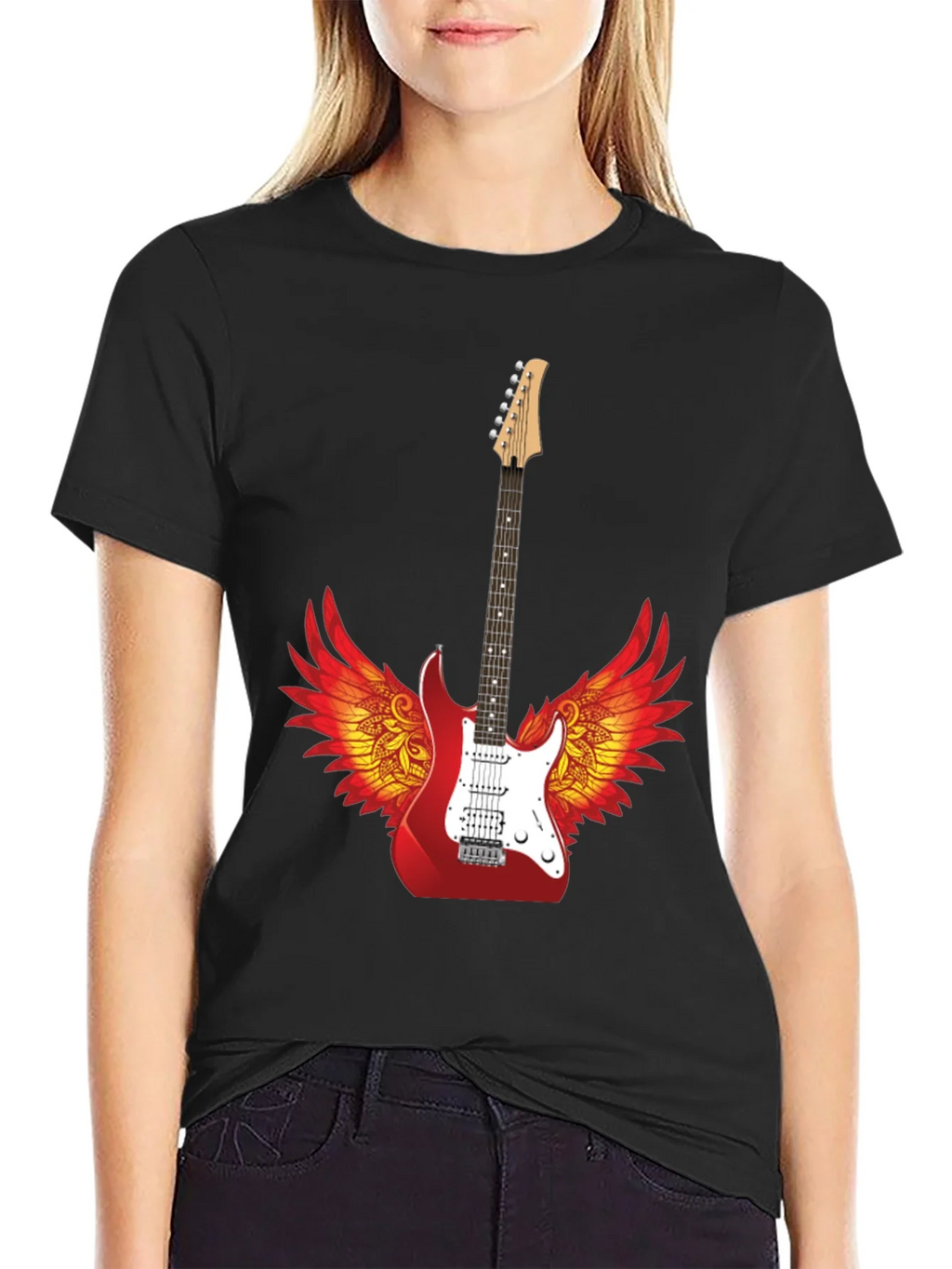 Winged Guitar Graphic Tee - Rock Star Style