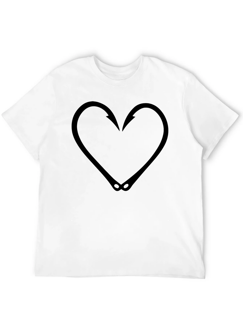 Fishing Hook Heart Graphic Tee - Black T-Shirt