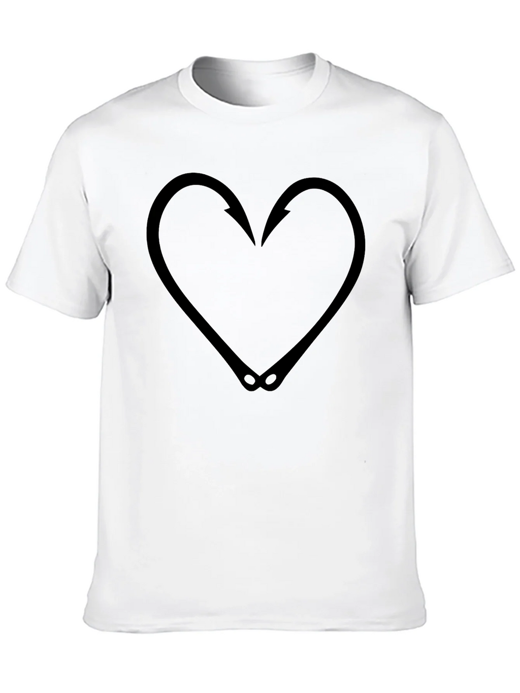 Fishing Hook Heart Graphic Tee - Black T-Shirt