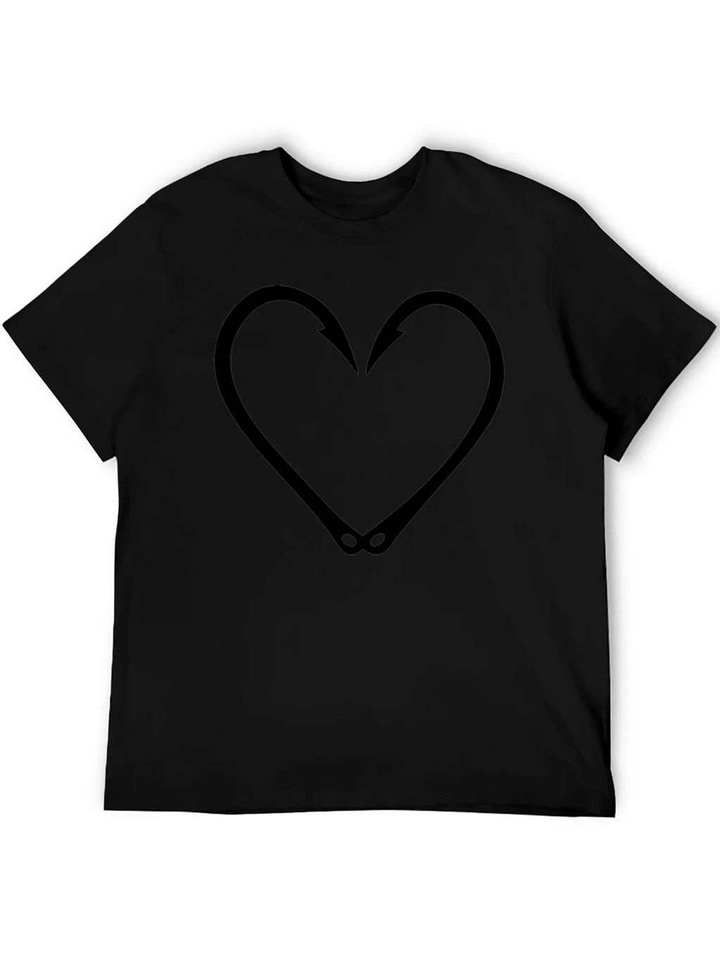 Fishing Hook Heart Graphic Tee - Black T-Shirt