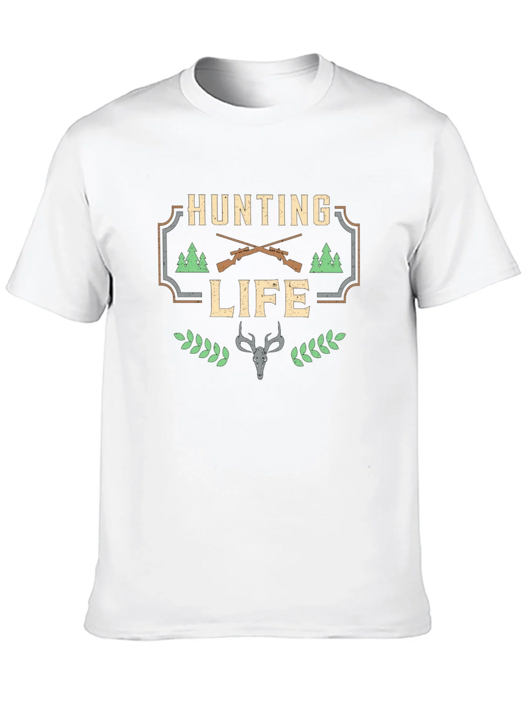 Hunting Life Graphic Tee - Black Cotton T-Shirt