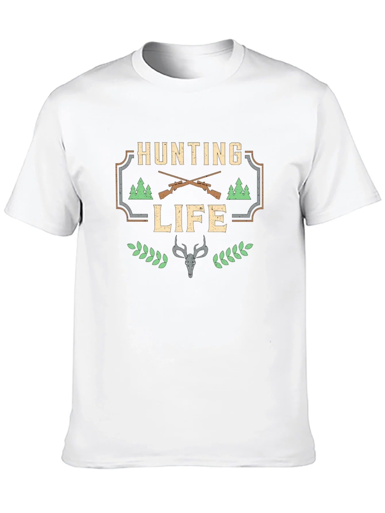 Hunting Life Graphic Tee - Black Cotton T-Shirt