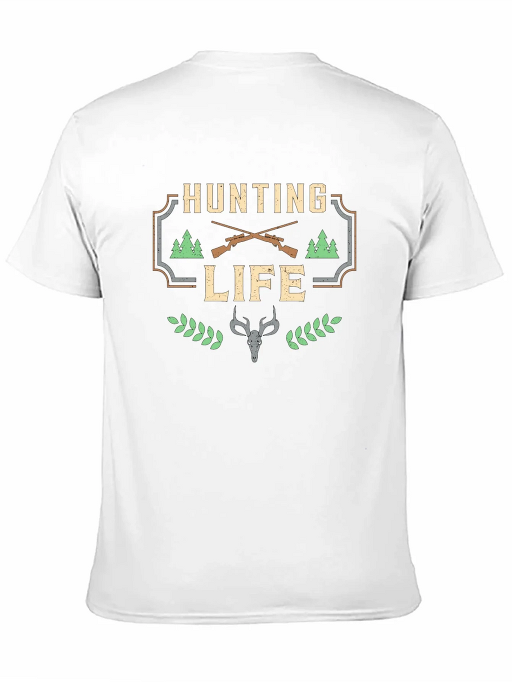 Hunting Life Graphic Tee - Black Cotton T-Shirt