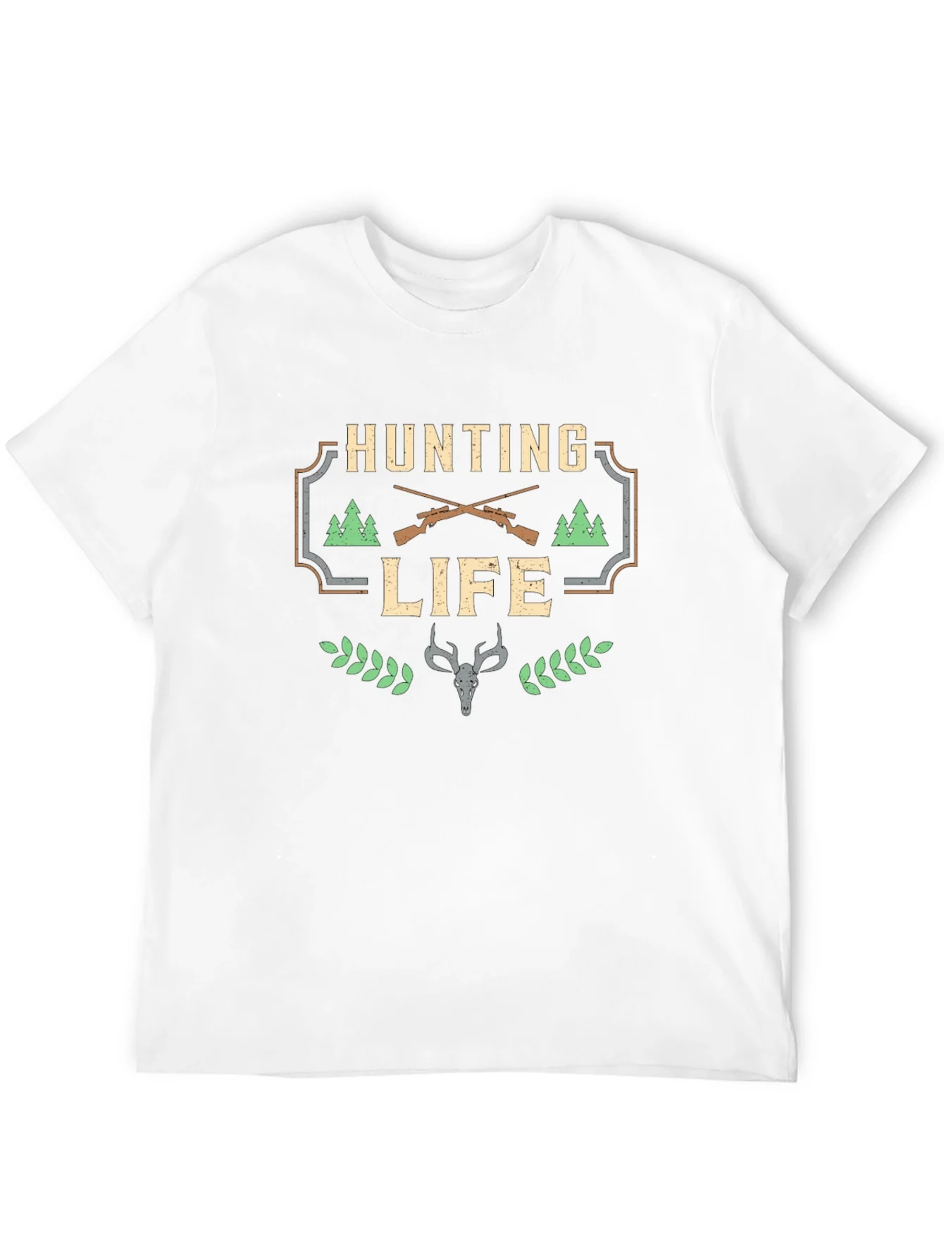 Hunting Life Graphic Tee - Black Cotton T-Shirt