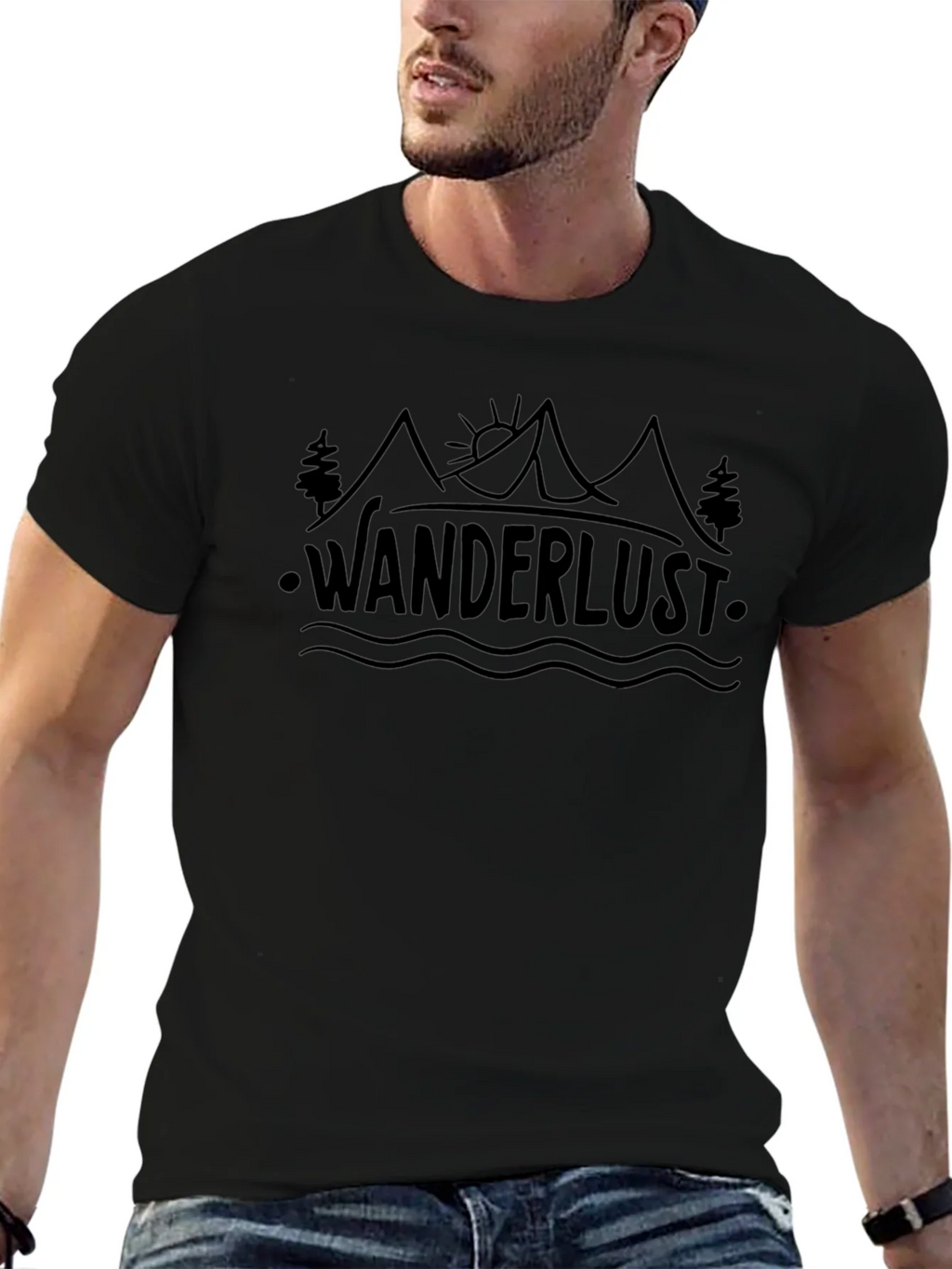 Wanderlust Adventure T-Shirt - Black Cotton Tee