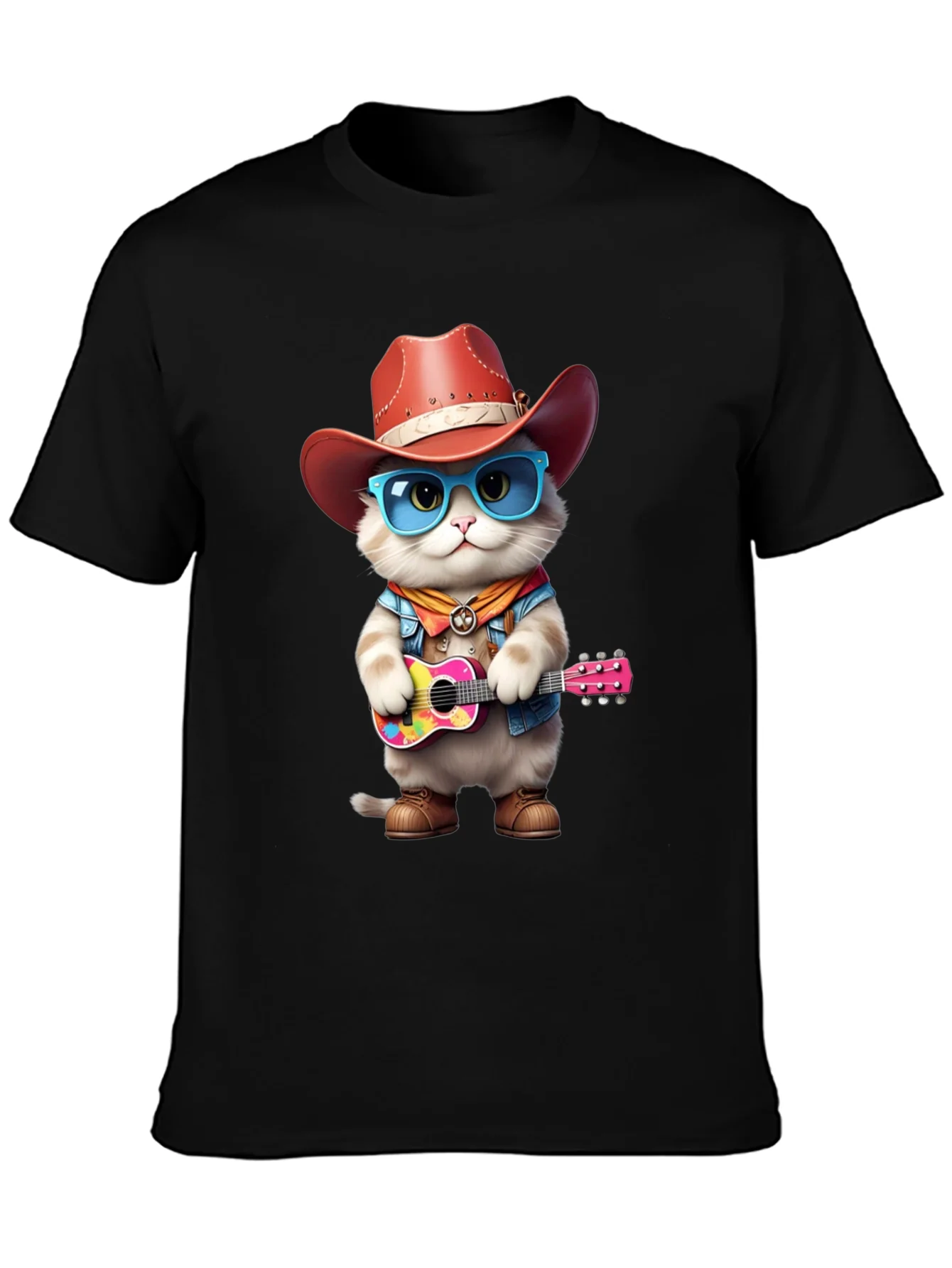 Cat Cowboy Guitar T-Shirt