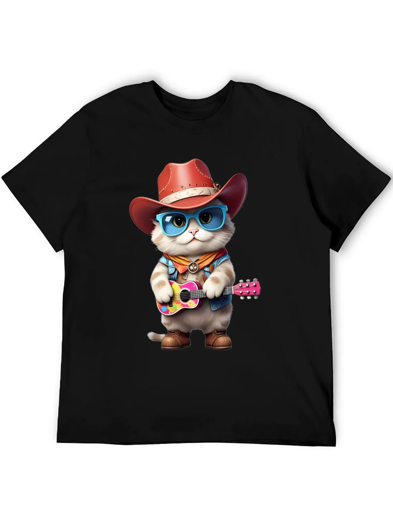 Cat Cowboy Guitar T-Shirt
