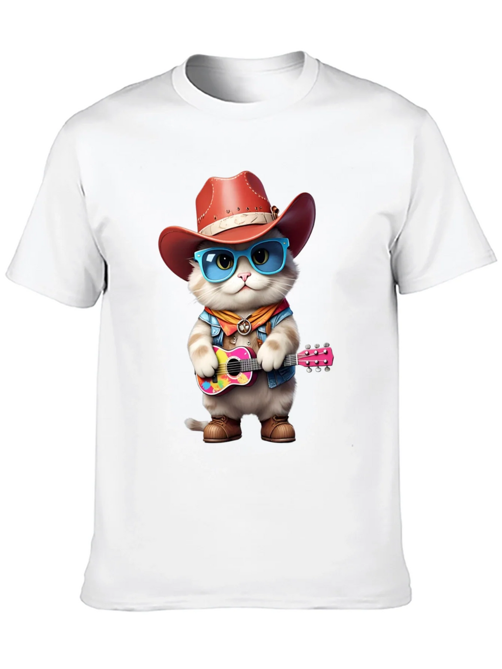 Cat Cowboy Guitar T-Shirt