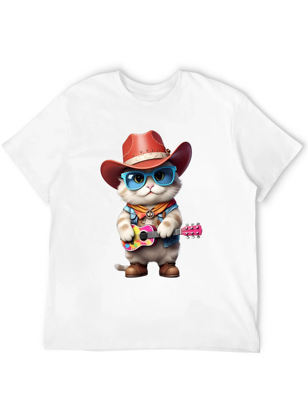 Cat Cowboy Guitar T-Shirt