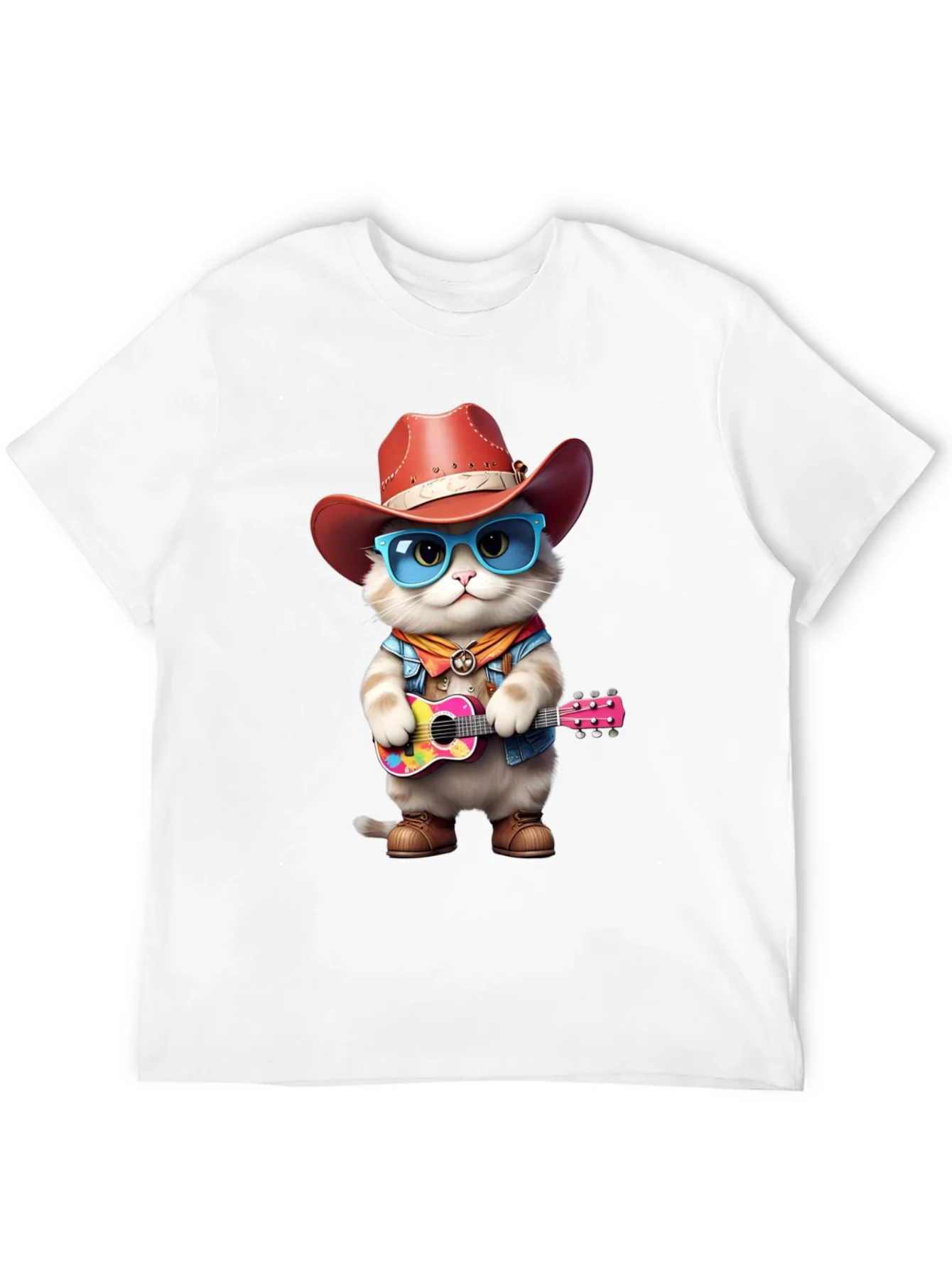 Cat Cowboy Guitar T-Shirt