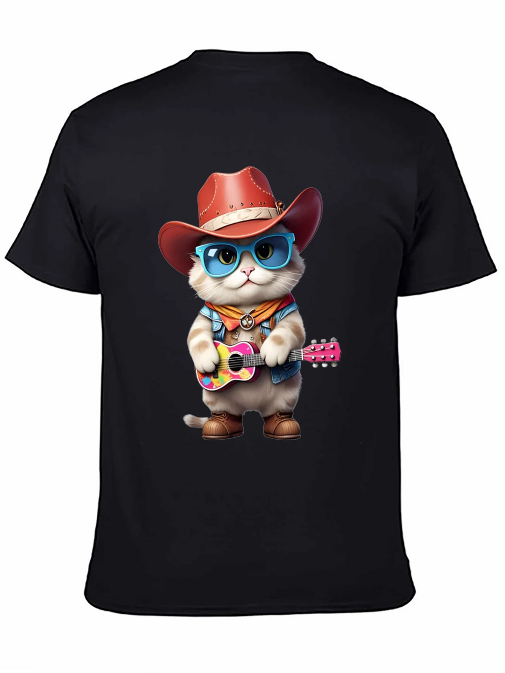 Cat Cowboy Guitar T-Shirt