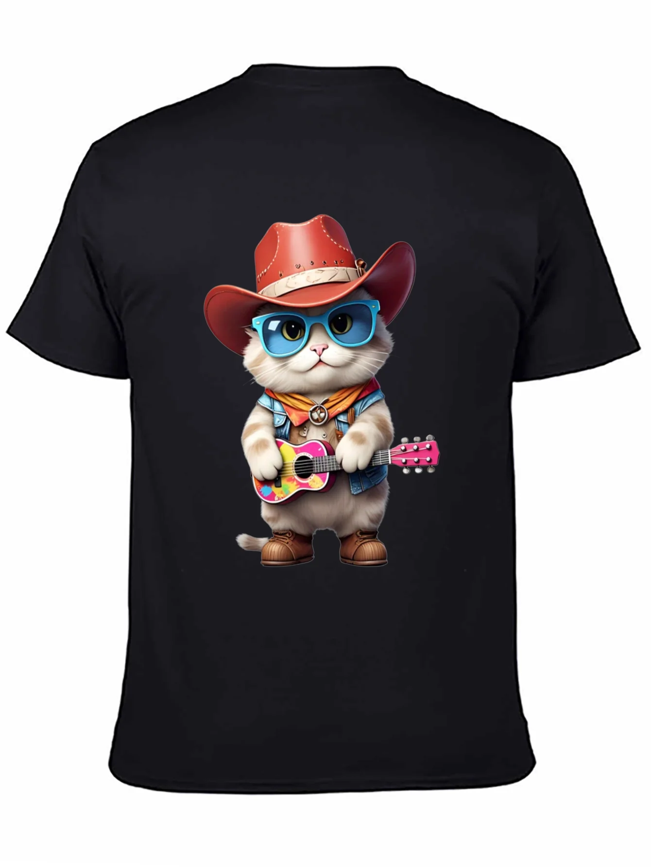 Cat Cowboy Guitar T-Shirt