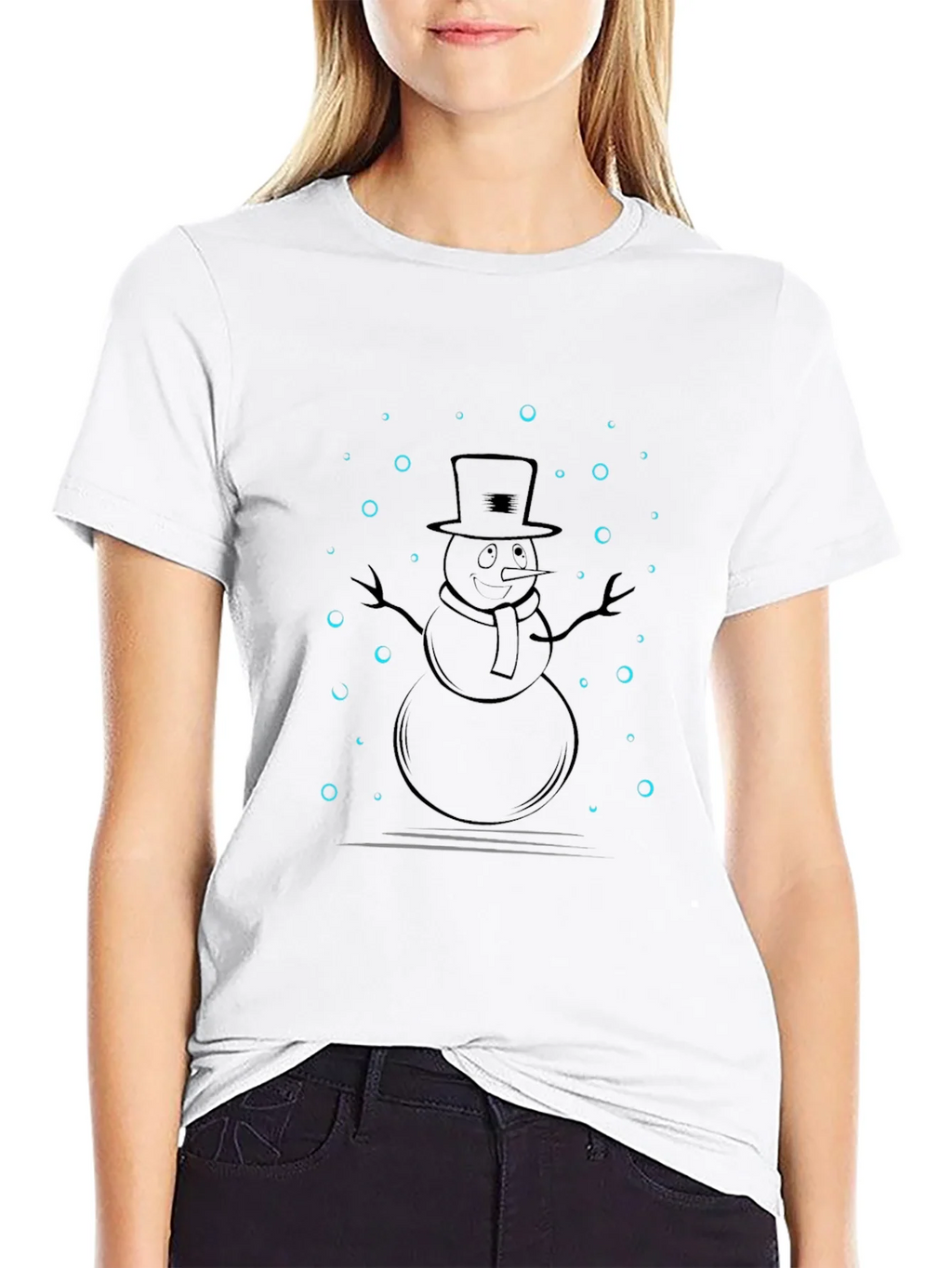 Snowman Graphic Tee - Black Casual Shirt