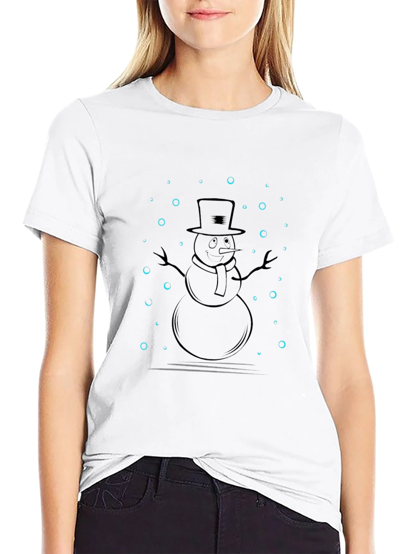 Snowman Graphic Tee - Black Casual Shirt