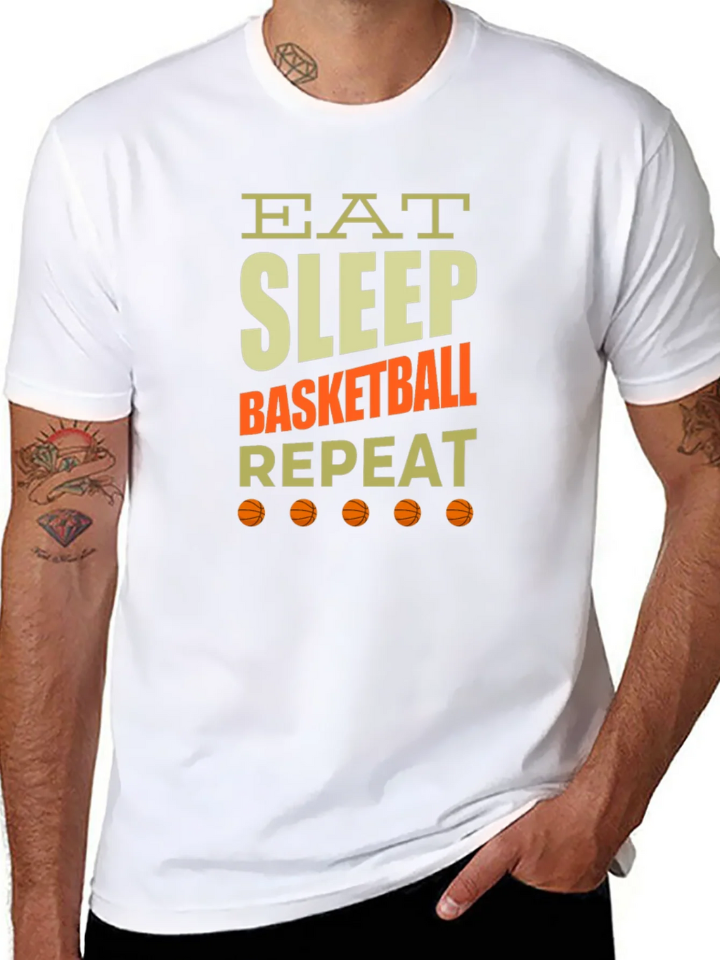 Eat Sleep Basketball Repeat Graphic Tee