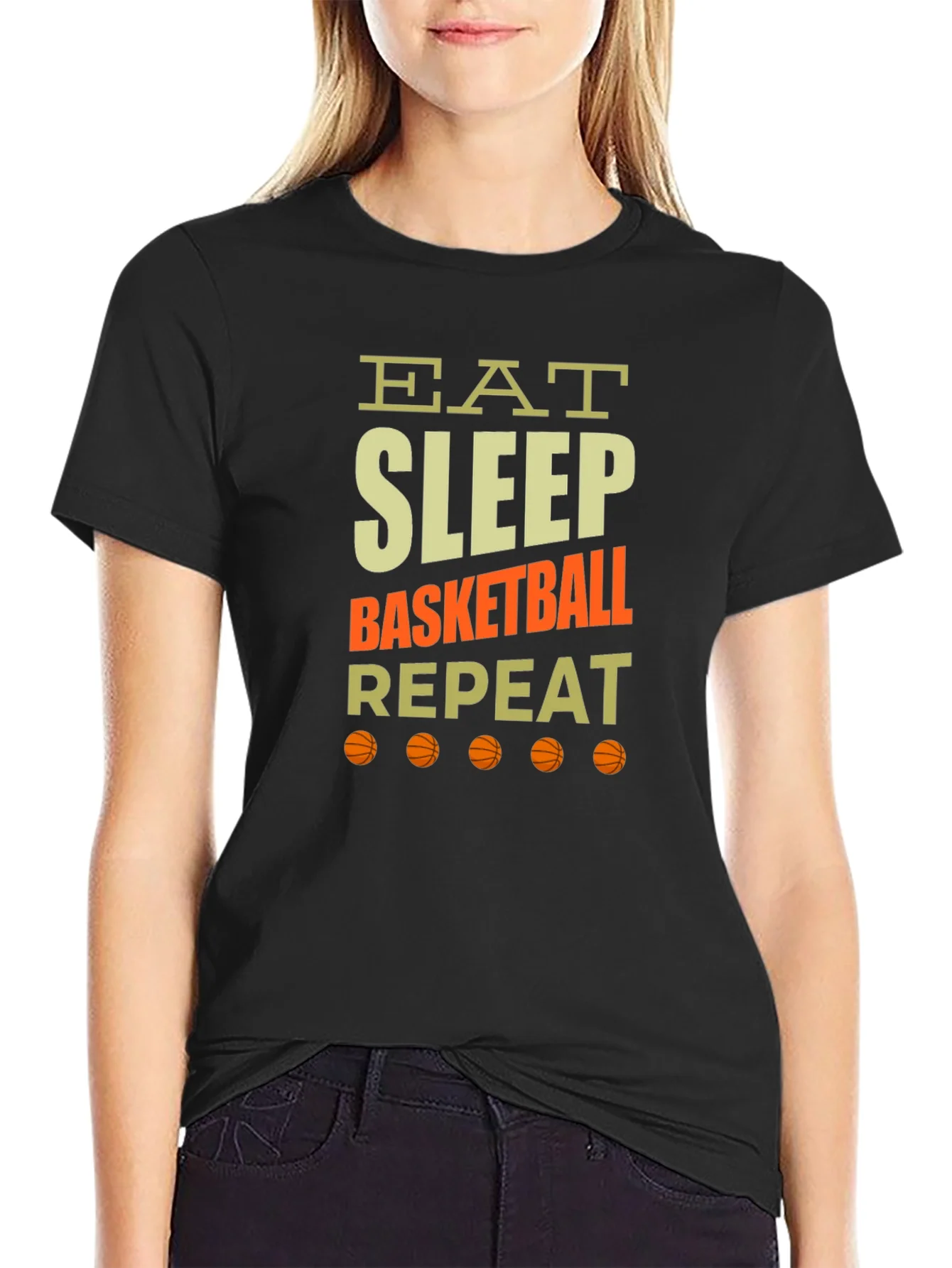 Eat Sleep Basketball Repeat Graphic Tee