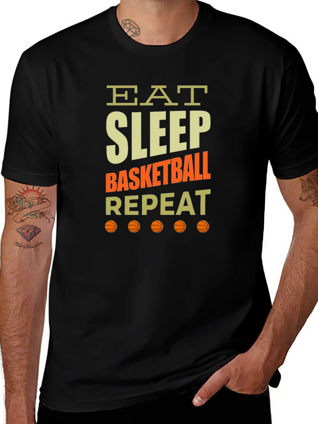 Eat Sleep Basketball Repeat Graphic Tee
