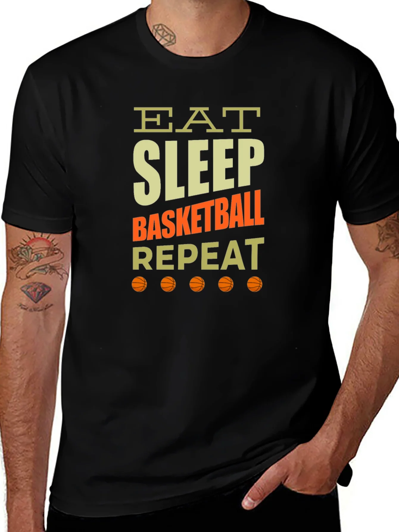 Eat Sleep Basketball Repeat Graphic Tee