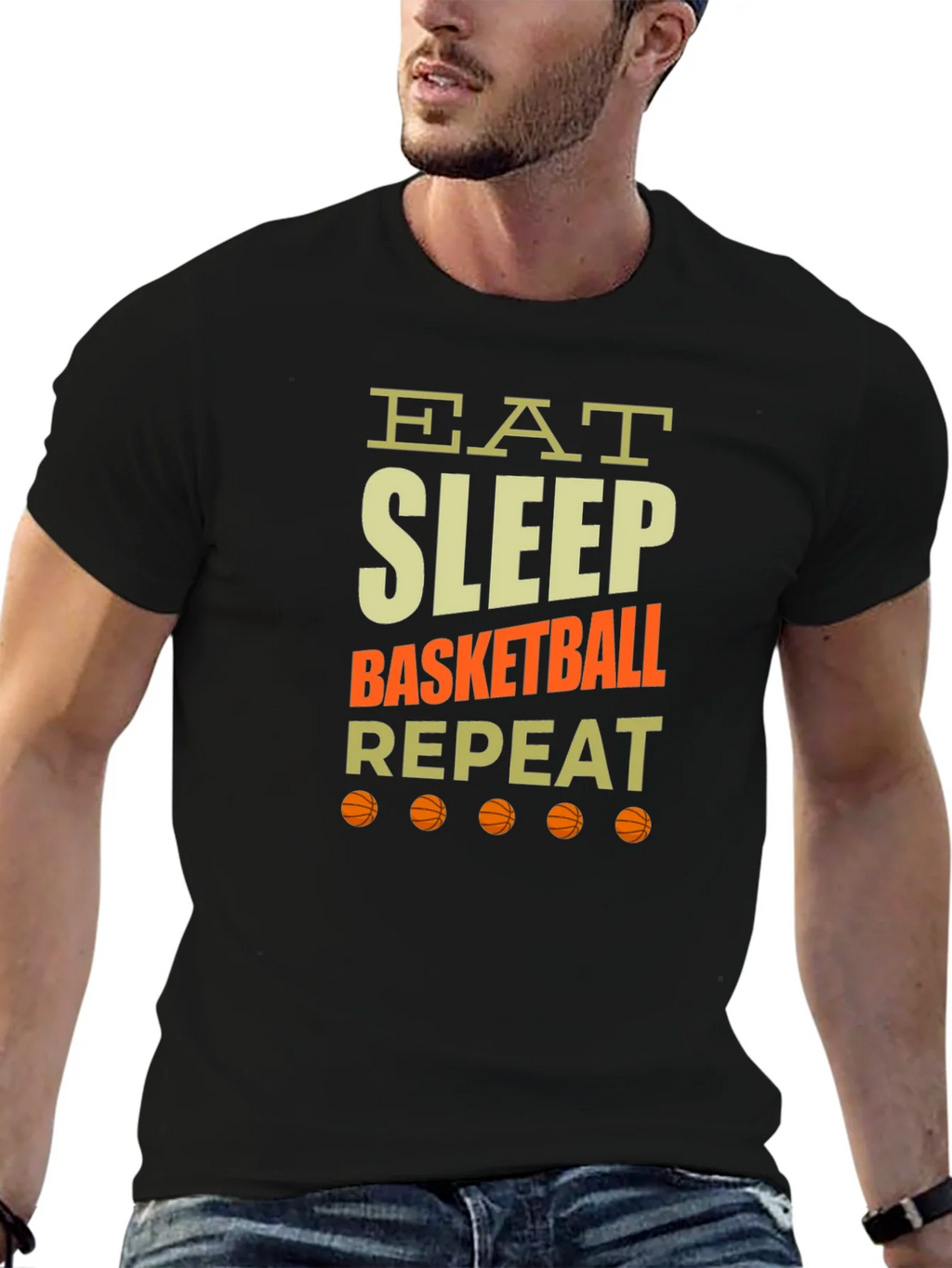 Eat Sleep Basketball Repeat Graphic Tee