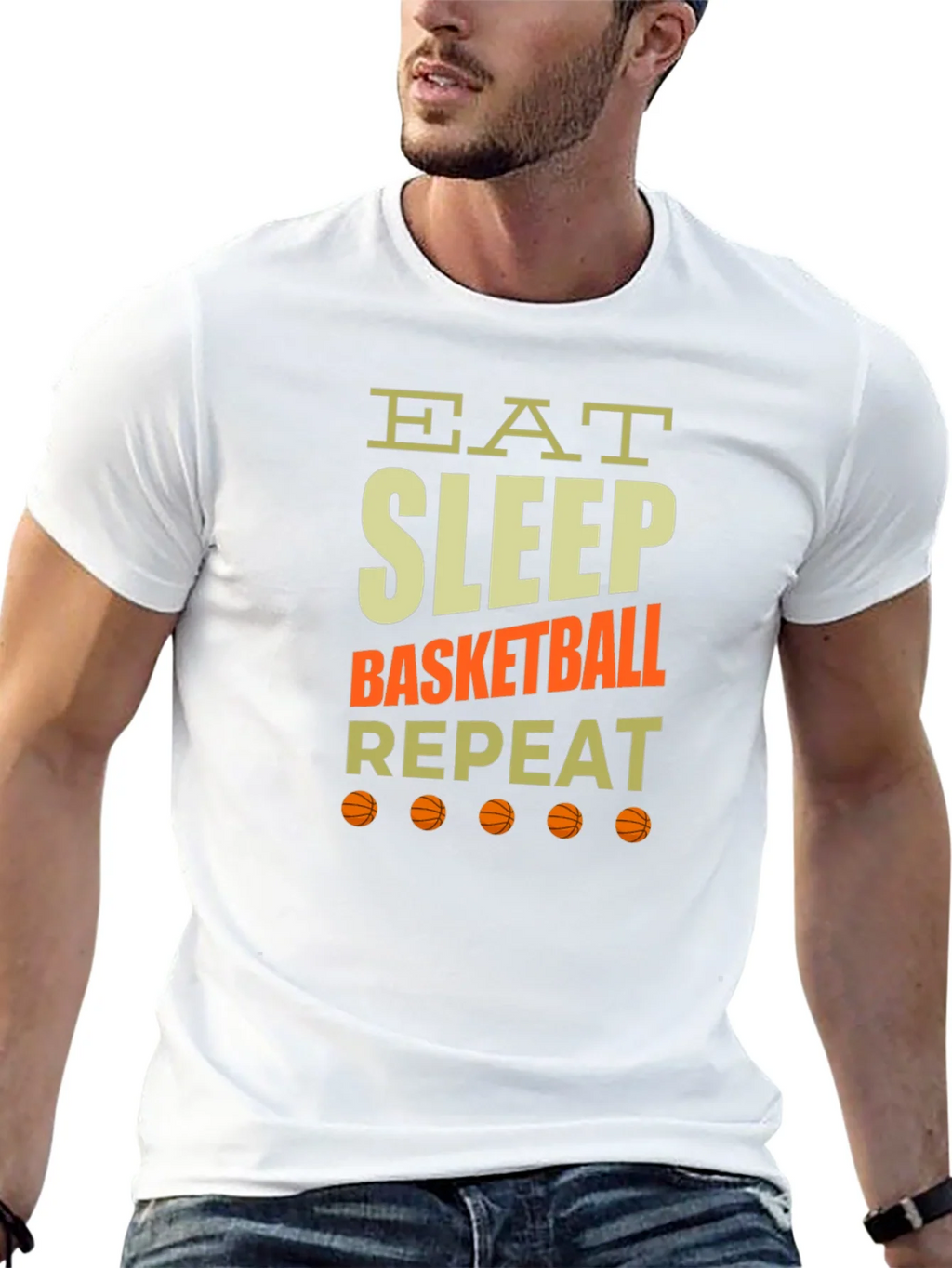 Eat Sleep Basketball Repeat Graphic Tee