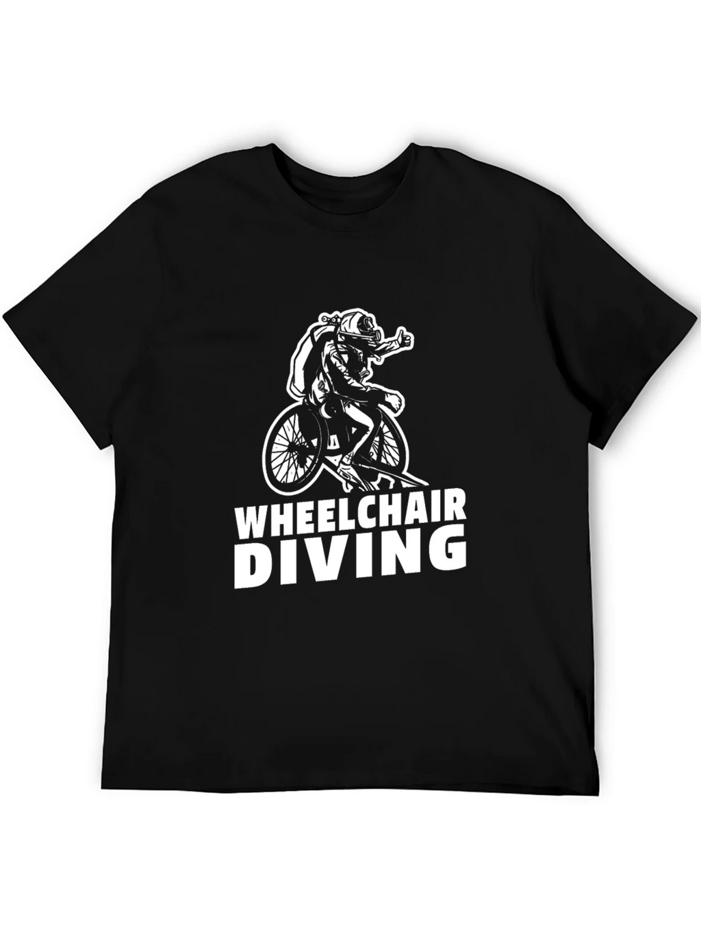 Wheelchair Diving Graphic T-Shirt - Black Cotton Tee