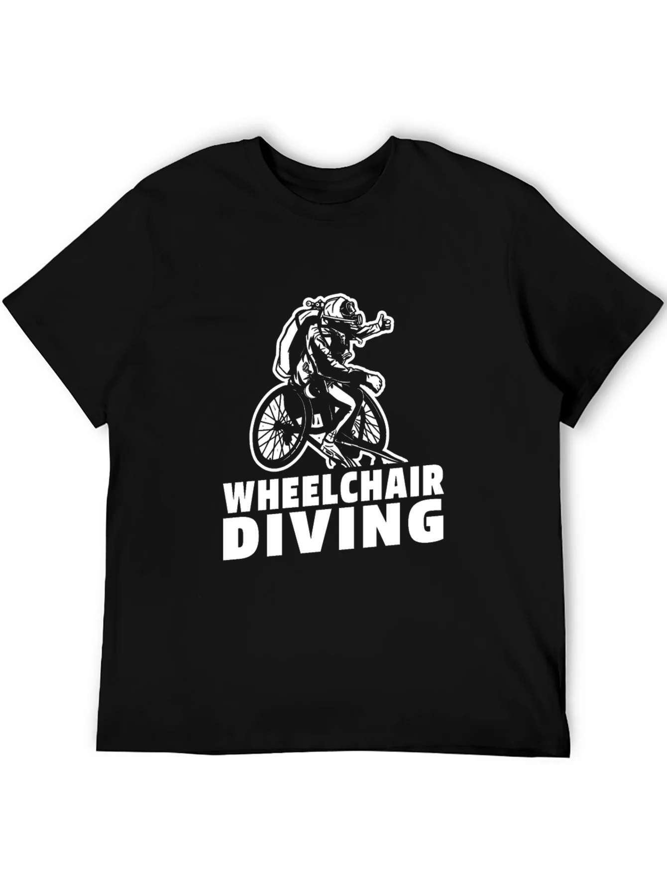 Wheelchair Diving Graphic T-Shirt - Black Cotton Tee
