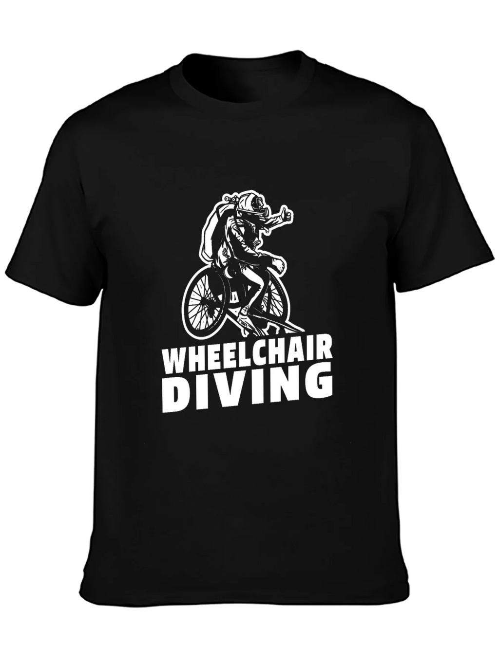 Wheelchair Diving Graphic T-Shirt - Black Cotton Tee