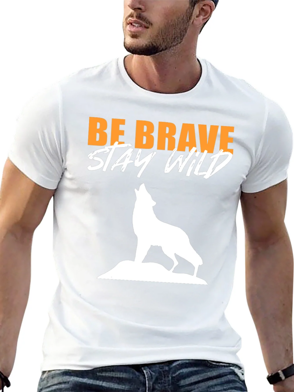 Be Brave Stay Wild Wolf Graphic Tee - Black