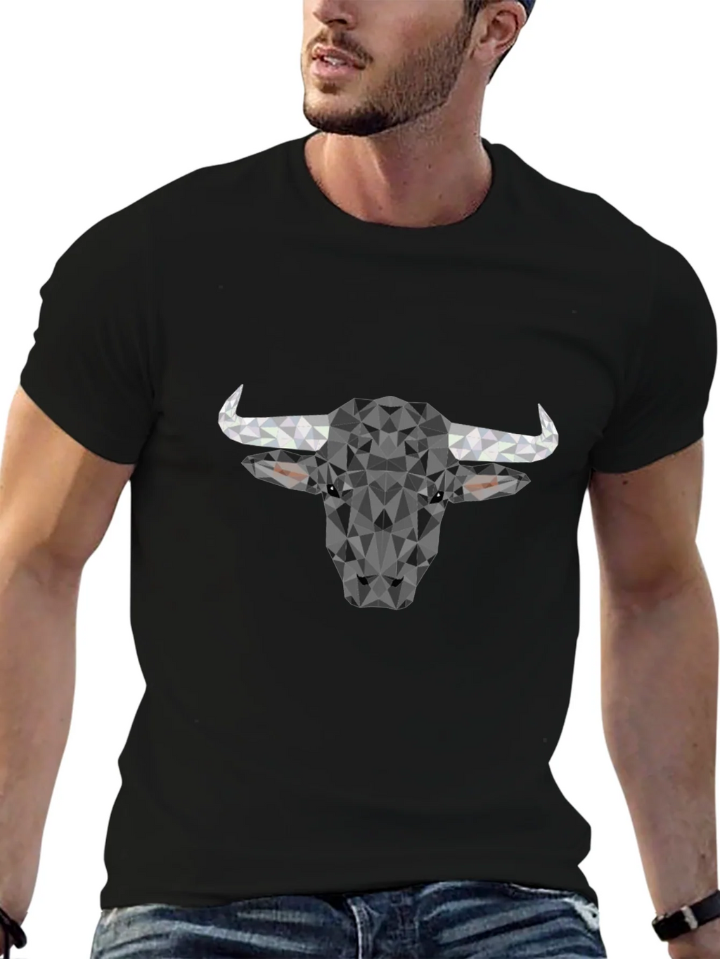 Geometric Bull T-Shirt - Modern Poly Design