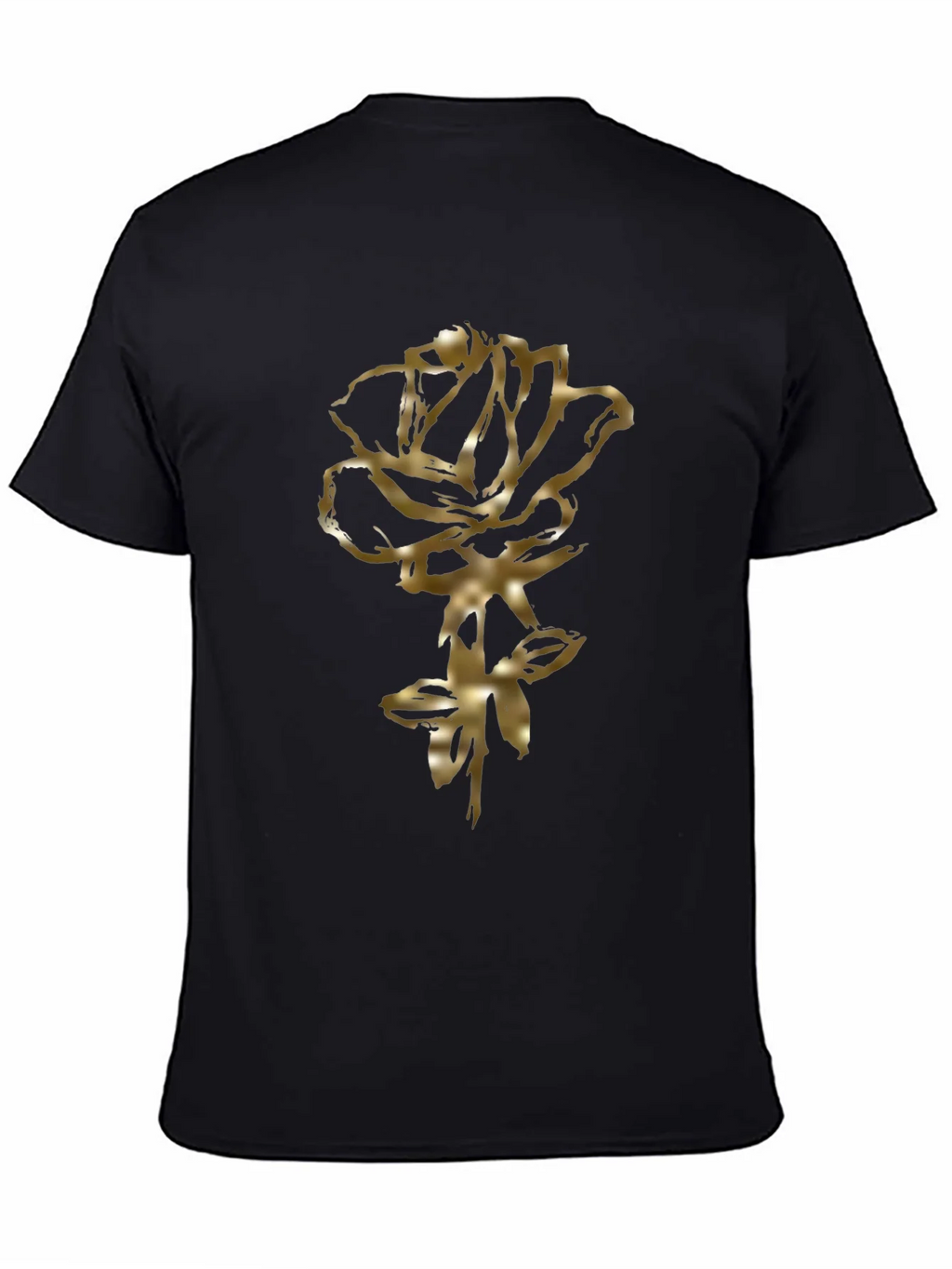Golden Rose Graphic Black T-Shirt
