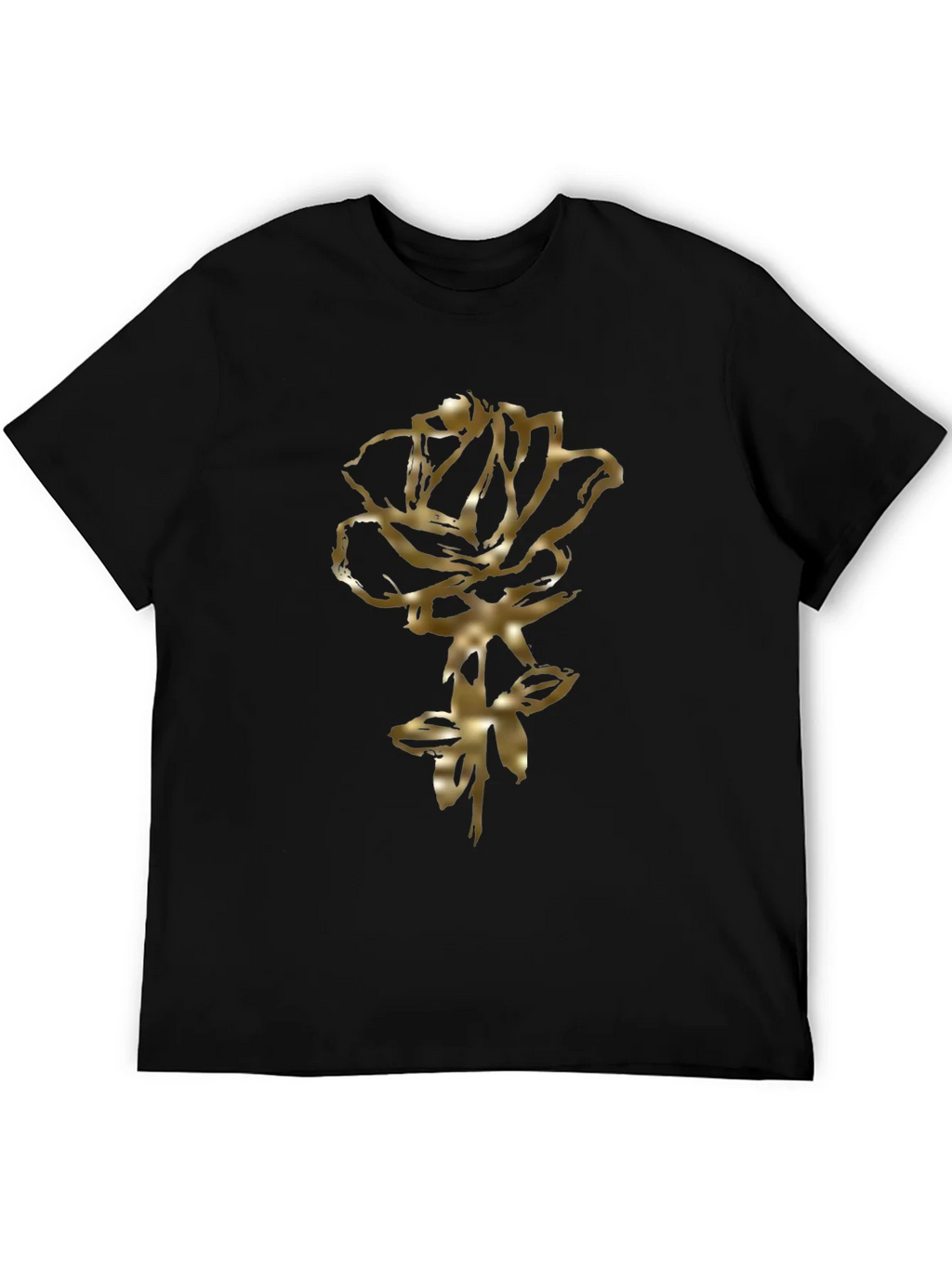 Golden Rose Graphic Black T-Shirt